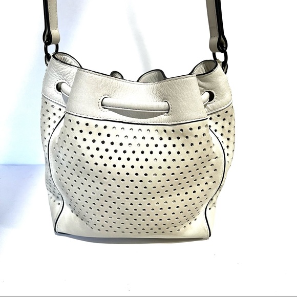 Rag & Bone 'Mini Aston' Perforated Leather Off White Ivory Cut-out Bucket Bag - Picture 8 of 14